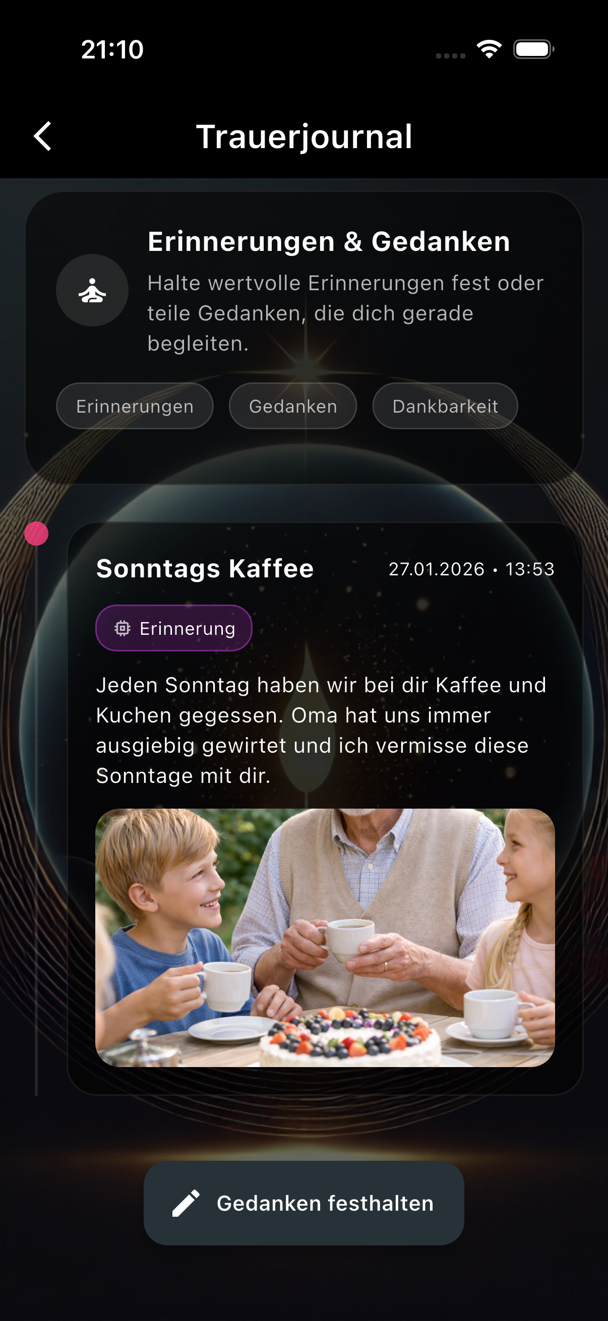 Luminom Trauertagebuch Screenshot
